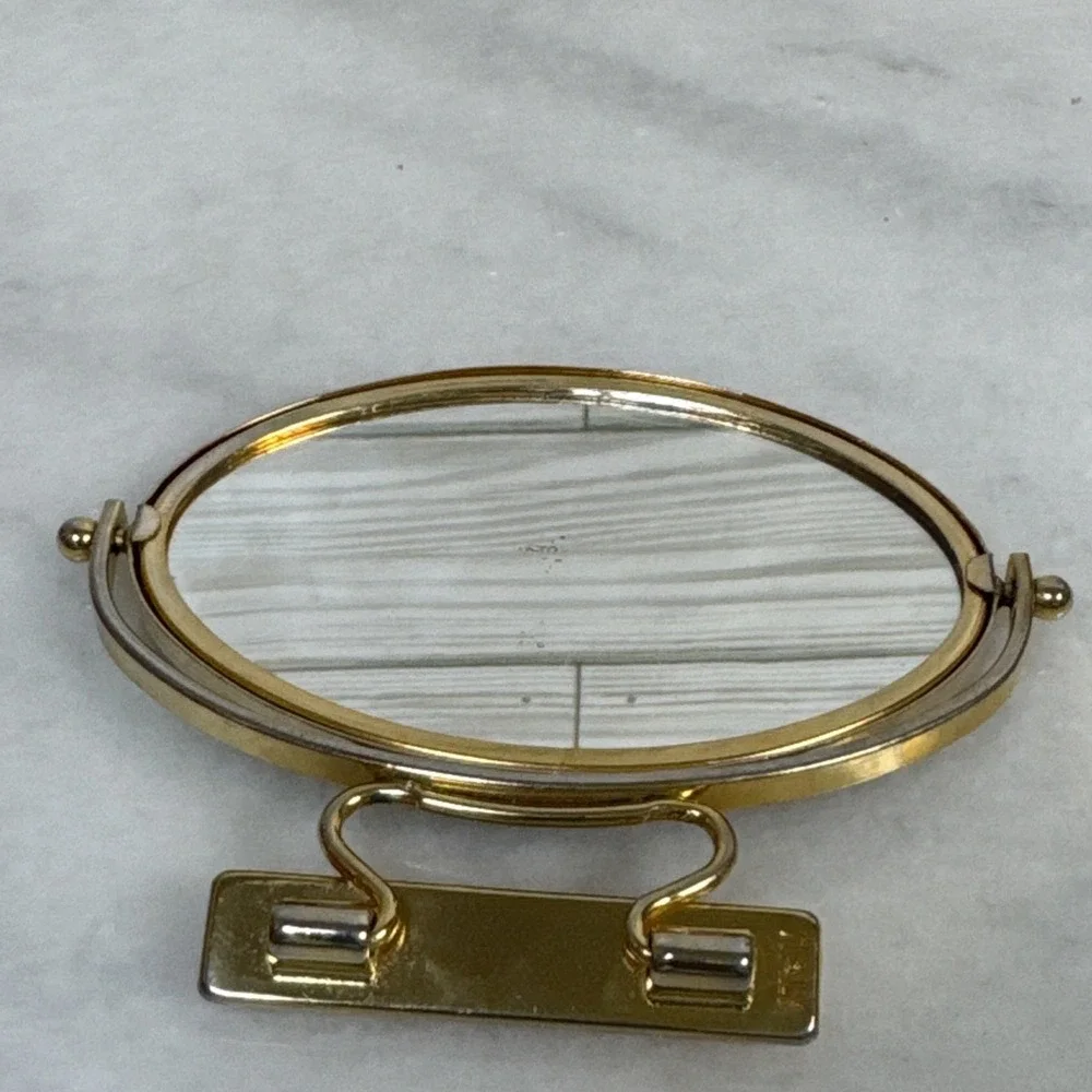 Vintage Lou Taylor Italy Swivel Gold Replacement Mirror for Purse Handbag